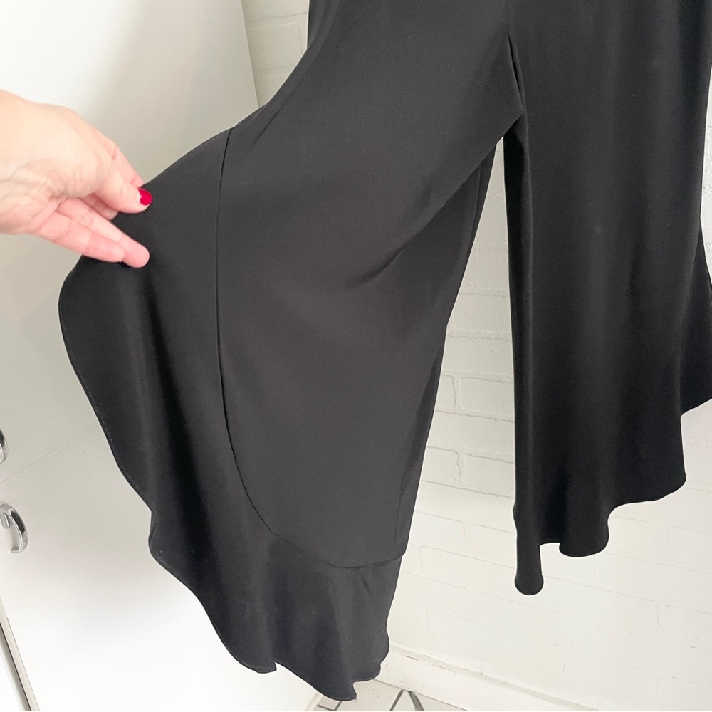 JOSEPH RIBKOFF Asymmetric Overlay Fluid Wide Leg Capri Pants Architectural M/L - Picture 4 of 11